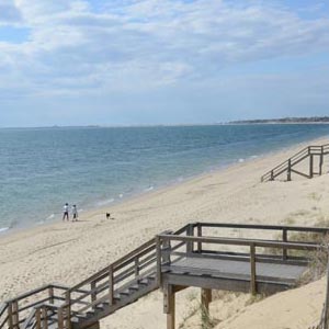 Stairs leading to a beach